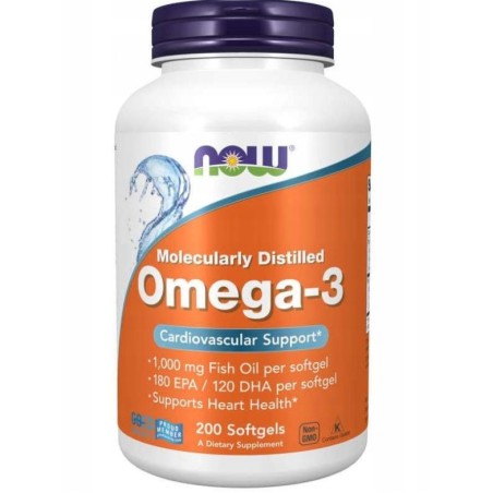 KWASY OMEGA-3 DHA 120mg EPA 180mg 200kap  Suplement diety Now Foods