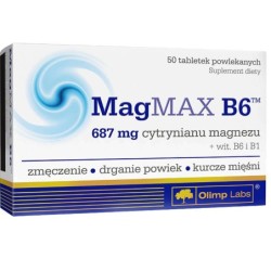 OLIMP MAGMAX B6 WITAMINA B6 B1 MAGNEZ ZMĘCZENIE KURCZE MIĘŚNI 50 TABLETEK