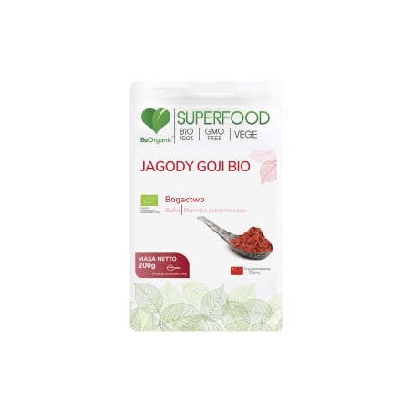 JAGODY GOJI BIO 200g SuperFood Odporność BeOrganic