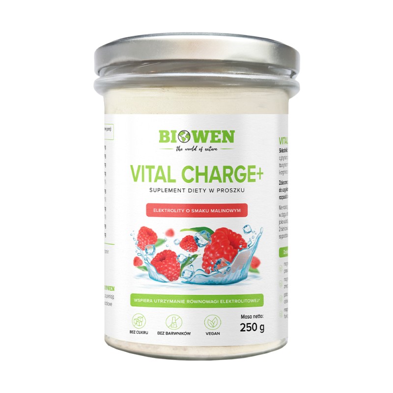 Biowen Elektrolity Vital Charge+  malinowe – 250 g Hempking