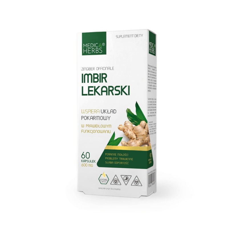 Imbir lekarski 600 mg.  60 kaps. Medica Herbs