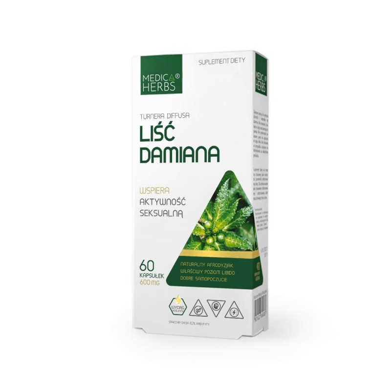 MEDICA HERBS Liść Damiana 600mg, 60 kaps.