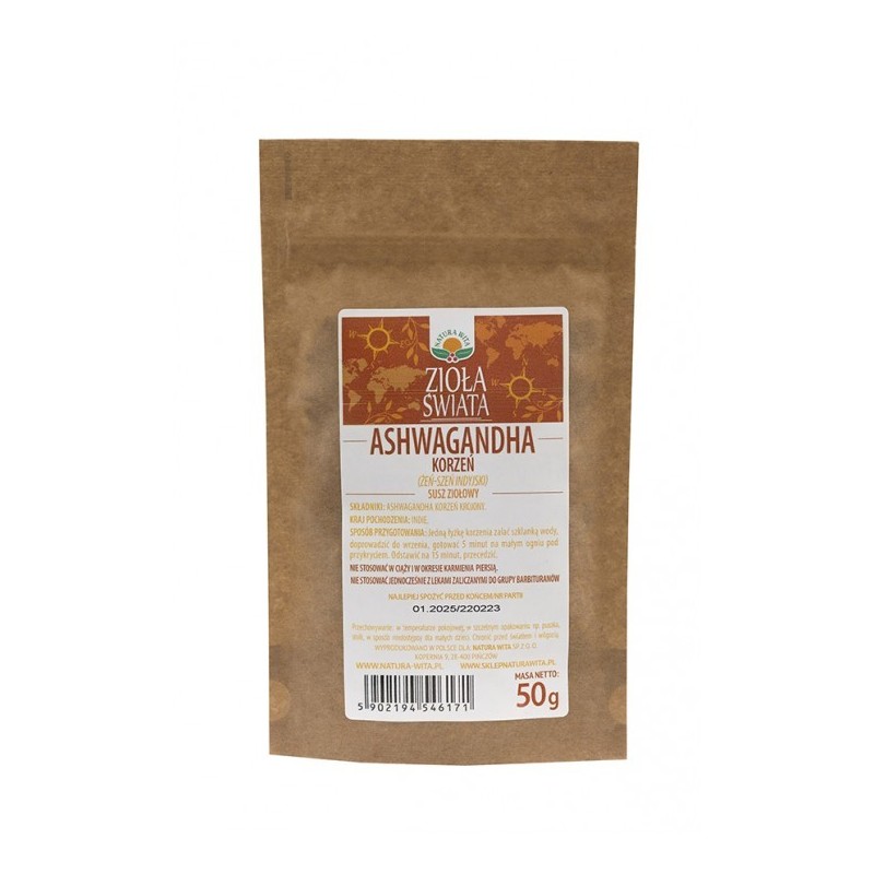 Ashwagandha korzeń krojony 50g Natura Wita