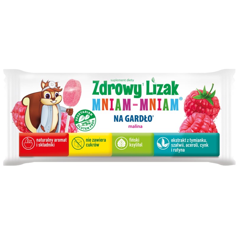 Zdrowy lizak Mniam-Mniam na gardło malina STARPHARMA