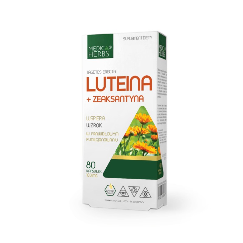 Luteina + Zeaksantyna  80 kapsułek 100 mg. Medica Herbs