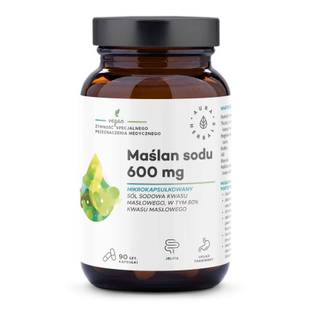 Maślan sodu mikrokapsułkowany 600 mg 90 kaps Aura Herbals