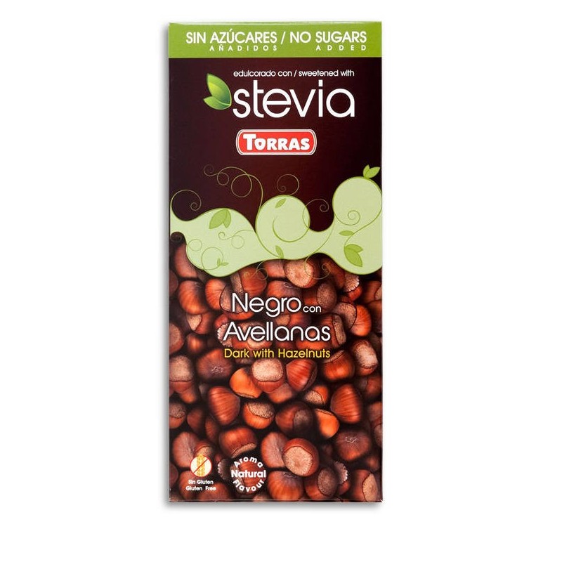 Czekolada gorzka orzechami laskowymi ze stewią 125 g - Torras