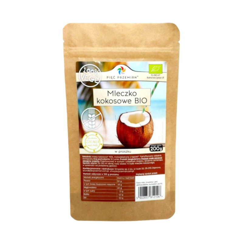 Mleczko kokosowe BIO w proszku-napój koksowy200 g Pięć Przemian