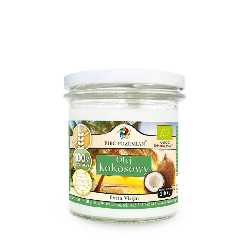 OLEJ KOKOSOWY BIO EXTRA VIRGIN 240G Pięć Przemian