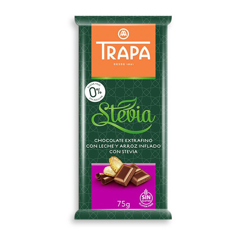 Czekolada mleczna crunchy ze stewią 75 g  Trapa