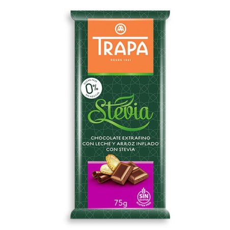 Czekolada mleczna crunchy ze stewią 75 g  Trapa