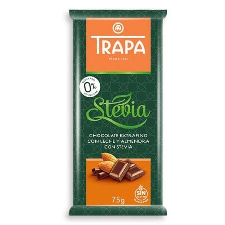 Czekolada mleczna z migdałami ze stewią  75 g Trapa