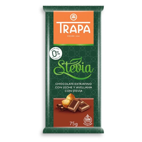 Czekolada mleczna z orzechami laskowymi ze stewią bez dodatku cukru 75 g Trapa