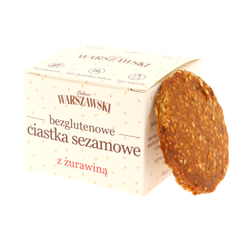 Ciastka sezamowe z żurawiną bezglutenowe 150 g Łakoć Warszawski