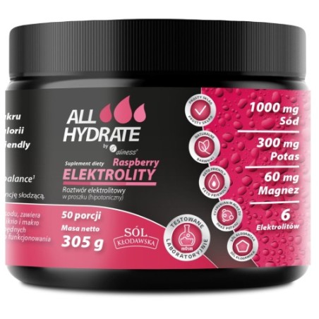 ALLHydrate Elektrolity Raspberry 305g  50 porcji