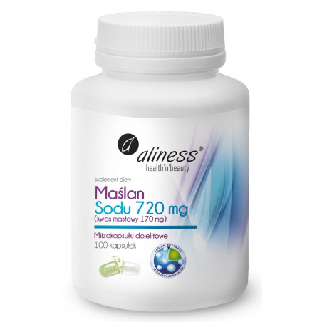 Aliness Maślan Sodu 720 mg (Kwas masłowy 170 mg) x 100 VEGE kaps.