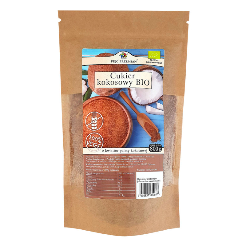 Cukier kokosowy BIO 800 g Pięć Przemian