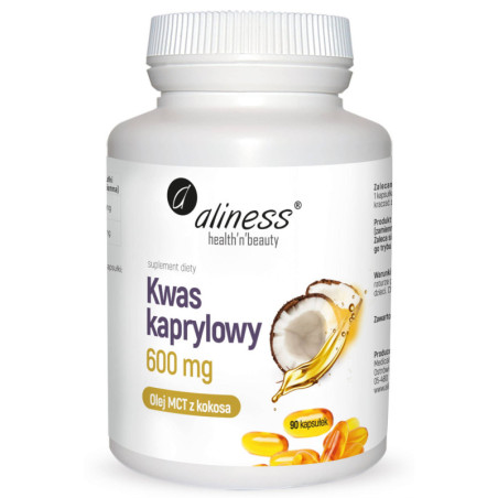 Kwas kaprylowy 600 mg 90 kaps Energia Olej MCT Aliness