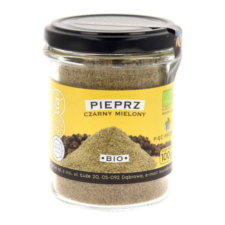 Pieprz czarny mielony bezglutenowy BIO 100 g - Pięć Przemian