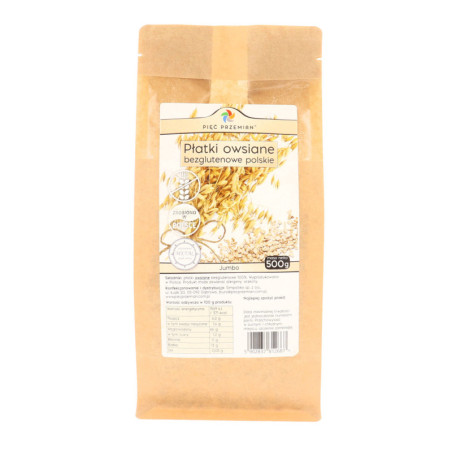Płatki owsiane bezglutenowe jumbo POLSKIE 500 g - Pięć Przemian