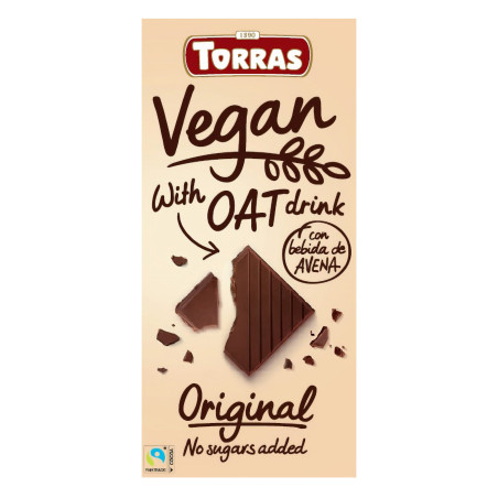 Czekolada wegańska z ekstraktem owsianym bez dodatku cukru 100 g Torras