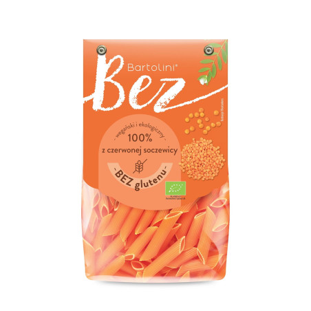 Makaron bezglutenowy z czerwonej soczewicy penne BIO 250 g Bartolini