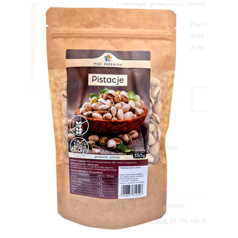 Pistacje prażone, solone 350 g Pięć Przemian