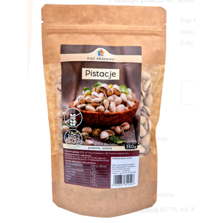 Pistacje prażone, solone 350 g Pięć Przemian
