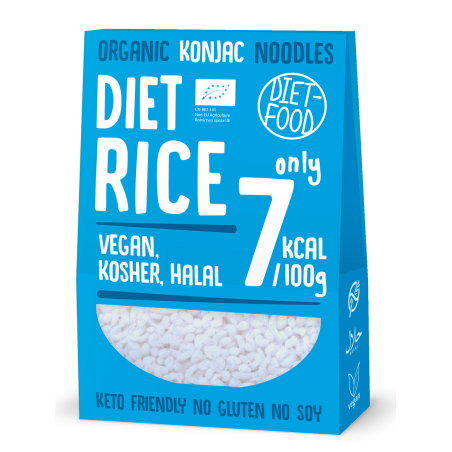 MAKARON (KONJAC) W KSZTAŁCIE RYŻU BEZGLUTENOWY BIO 385 g (300 g) - DIET-FOOD