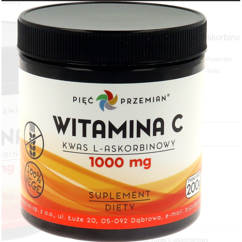 Witamina C - kwas L-askorbinowy 200 g Pięć Przemian