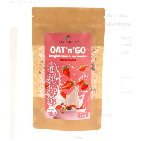 Owsianka truskawkowa bezglutenowa OAT'n'GO 85 g Pięć Przemian