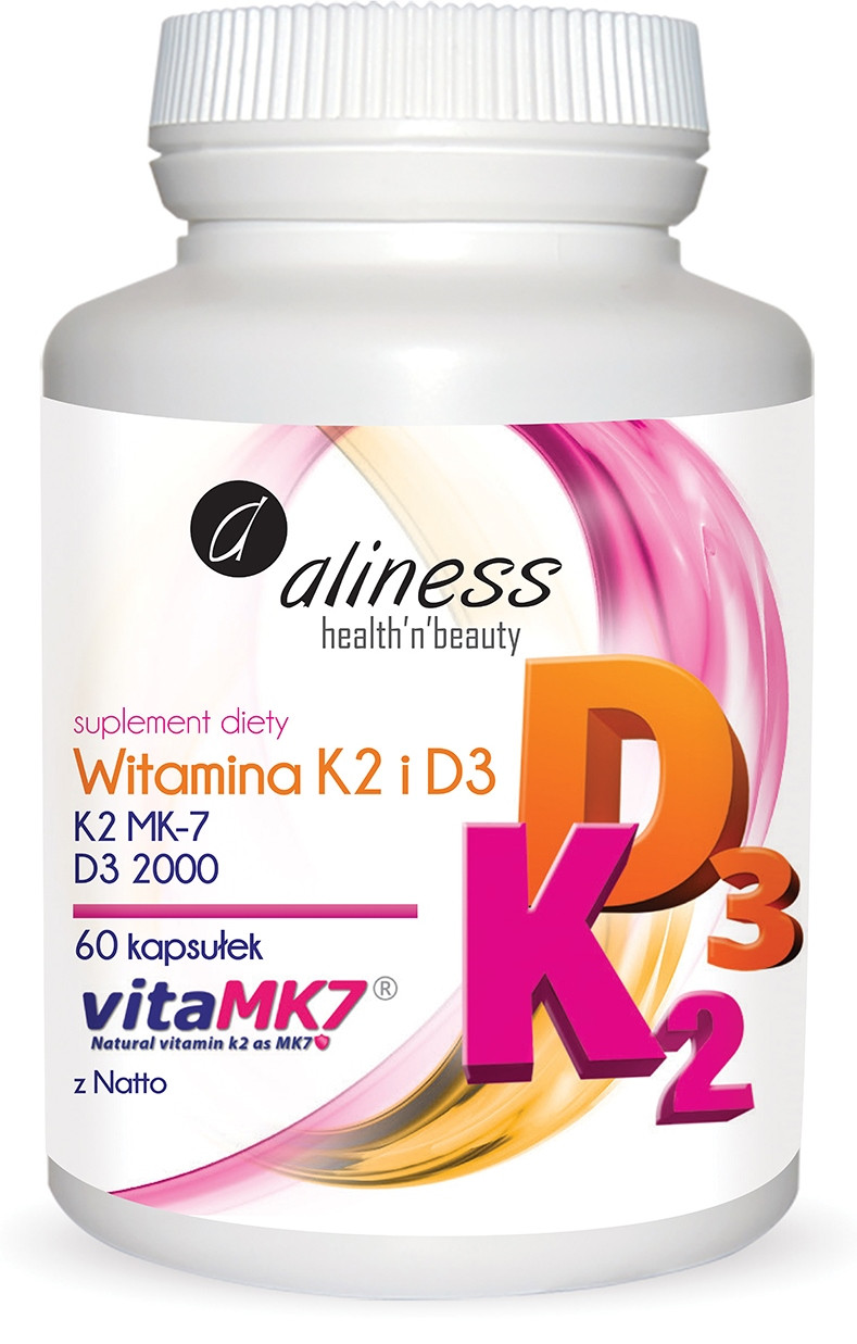 Naturalne źródło witaminy K w postaci MK-7 w ilości 100µg w połączeniu z witaminą D w ilości 2000 j.m.